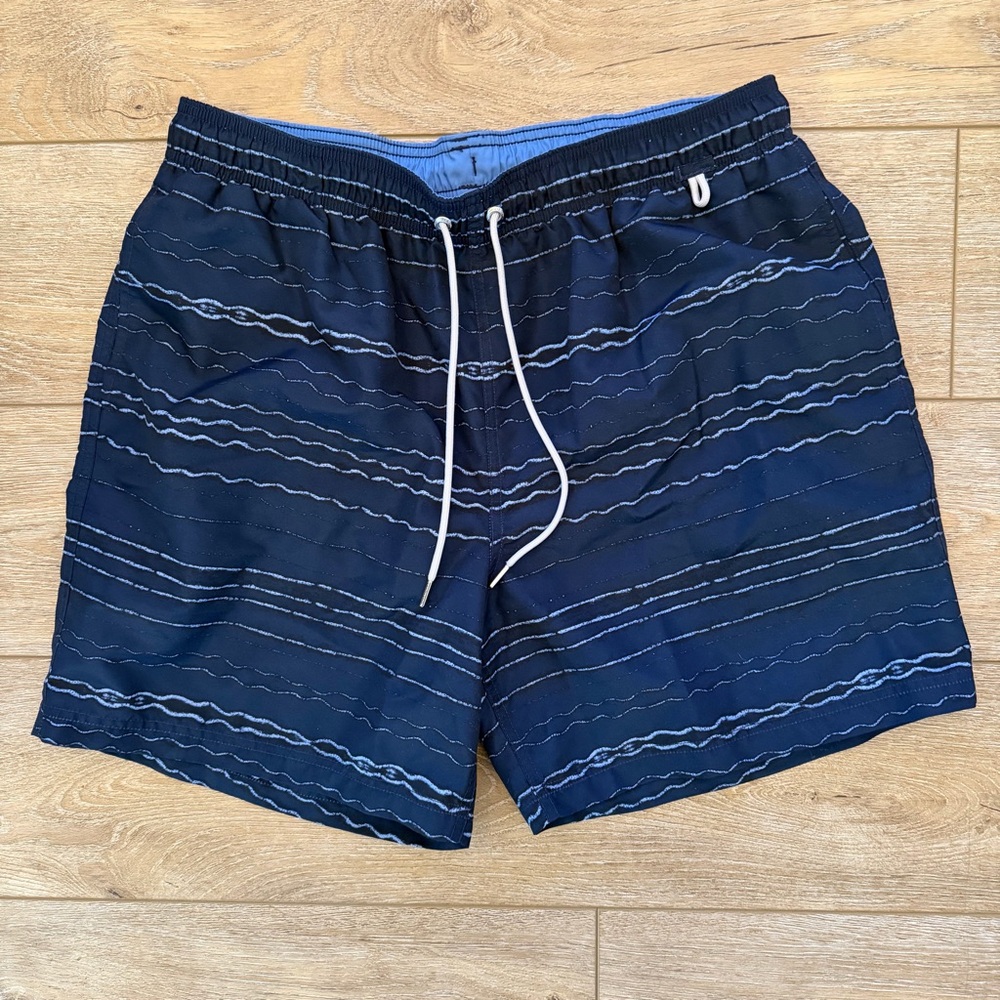 Lands End Men’s Swim Trunks Size Large Navy Blue Pockets Preppy Vacation Summer